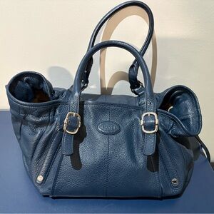 Tod's Navy Blue Leather Shoulder Bag hobo G-line